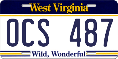 WV license plate OCS487