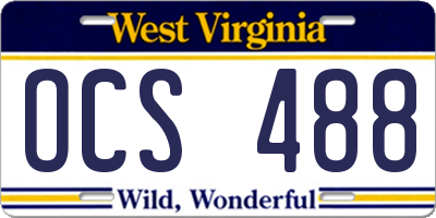 WV license plate OCS488