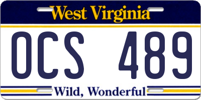 WV license plate OCS489