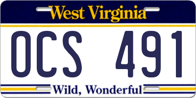 WV license plate OCS491