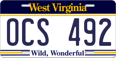 WV license plate OCS492
