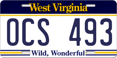 WV license plate OCS493