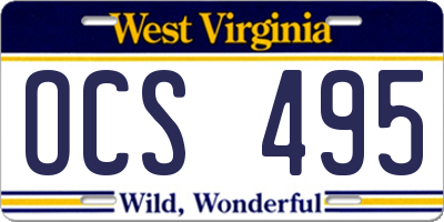WV license plate OCS495