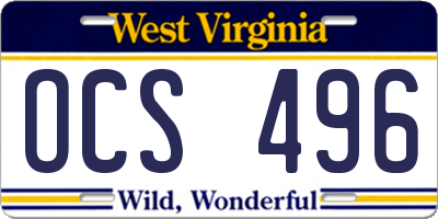 WV license plate OCS496