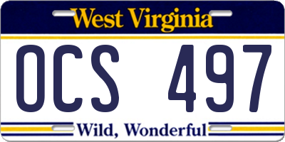 WV license plate OCS497