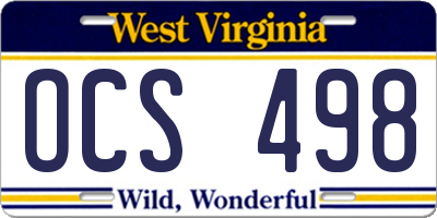 WV license plate OCS498