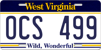 WV license plate OCS499