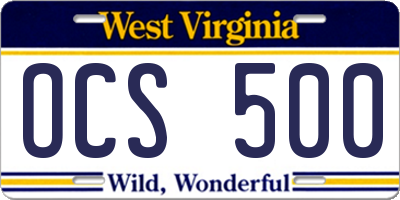WV license plate OCS500
