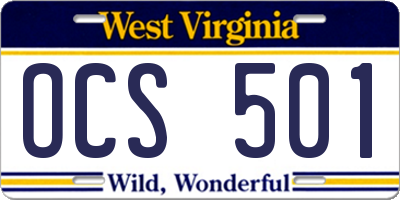 WV license plate OCS501