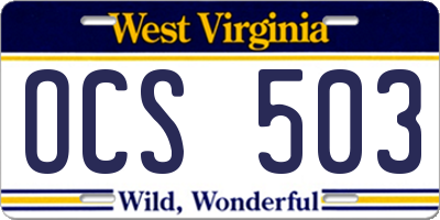 WV license plate OCS503