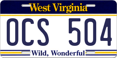 WV license plate OCS504