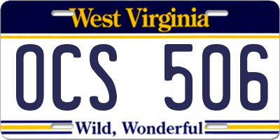WV license plate OCS506