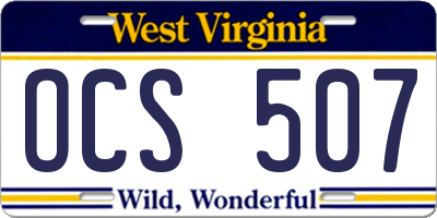 WV license plate OCS507