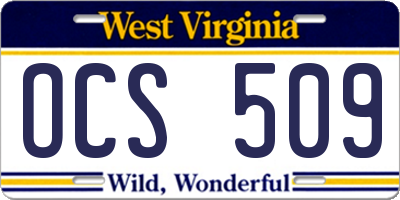 WV license plate OCS509