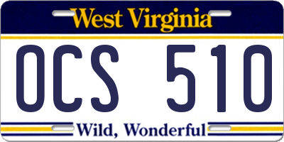 WV license plate OCS510