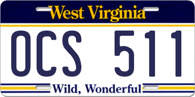 WV license plate OCS511