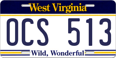 WV license plate OCS513
