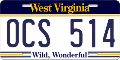 WV license plate OCS514