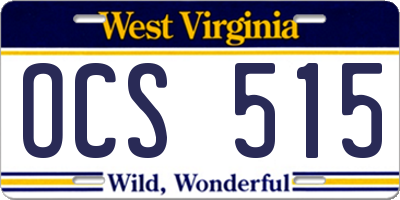 WV license plate OCS515