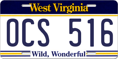 WV license plate OCS516