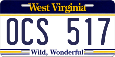 WV license plate OCS517