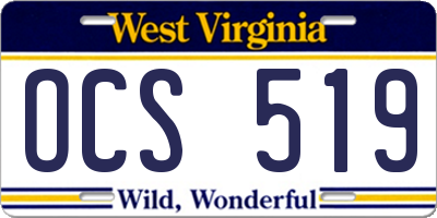 WV license plate OCS519