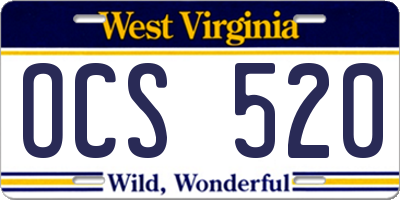 WV license plate OCS520