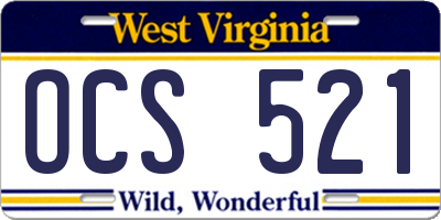 WV license plate OCS521
