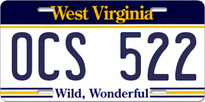 WV license plate OCS522