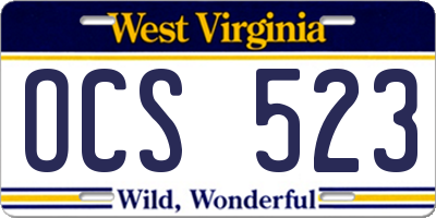 WV license plate OCS523