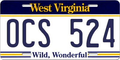 WV license plate OCS524