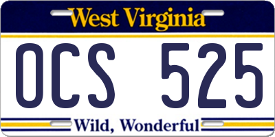 WV license plate OCS525