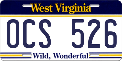 WV license plate OCS526