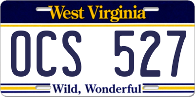 WV license plate OCS527