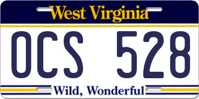 WV license plate OCS528