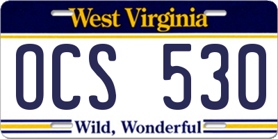 WV license plate OCS530