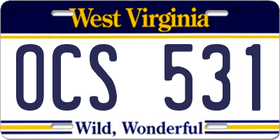 WV license plate OCS531