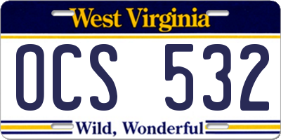 WV license plate OCS532