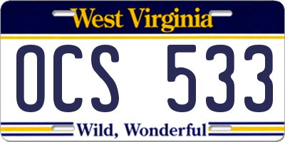 WV license plate OCS533