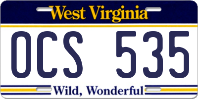 WV license plate OCS535