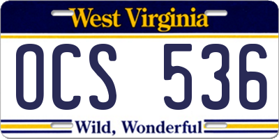 WV license plate OCS536