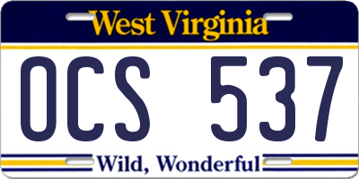 WV license plate OCS537