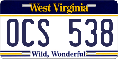 WV license plate OCS538