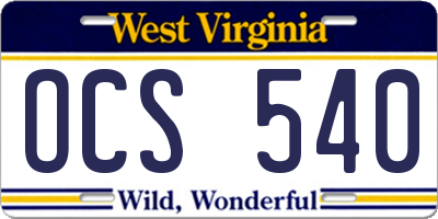 WV license plate OCS540
