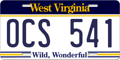 WV license plate OCS541