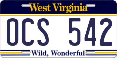 WV license plate OCS542