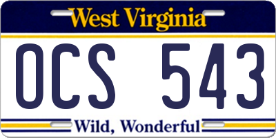 WV license plate OCS543