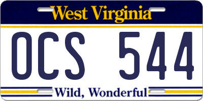WV license plate OCS544