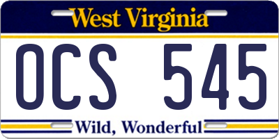 WV license plate OCS545