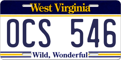 WV license plate OCS546